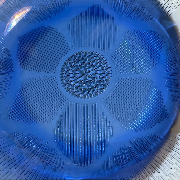 Three Forte Crisa Cobalt Glass Sunflower Coupe | Soup Bowls - Picture 6 of 8